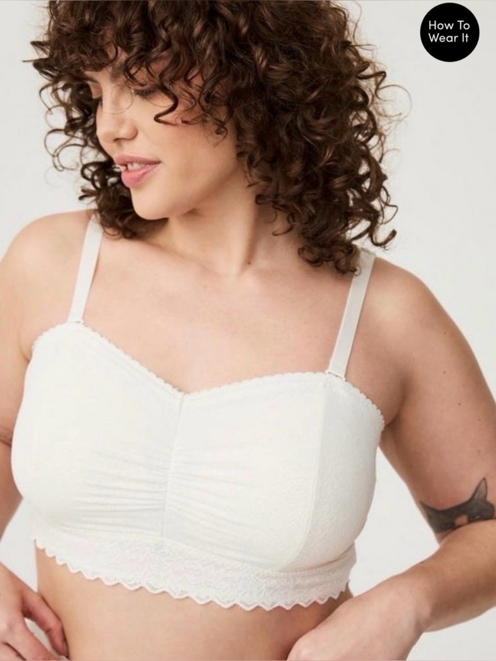 Torrid White 4-Way Stretch Lace Bandeau Bralette Size 3 / 3X neutral comfy - Picture 1 of 9